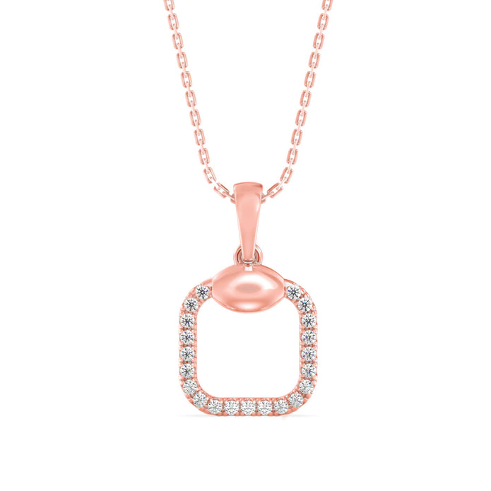 square pave diamond pendant necklace in rose gold