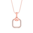 square pave diamond pendant necklace in rose gold