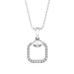 square pave diamond pendant necklace in white gold