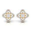 star shape round diamond stud earrings in yellow gold