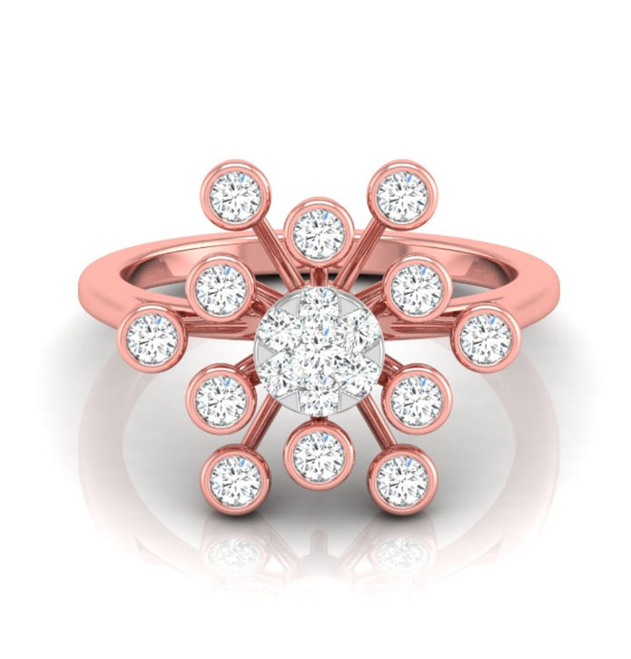 Starburst Design Round Cut Lab-Grown Diamond Rose Gold Ring