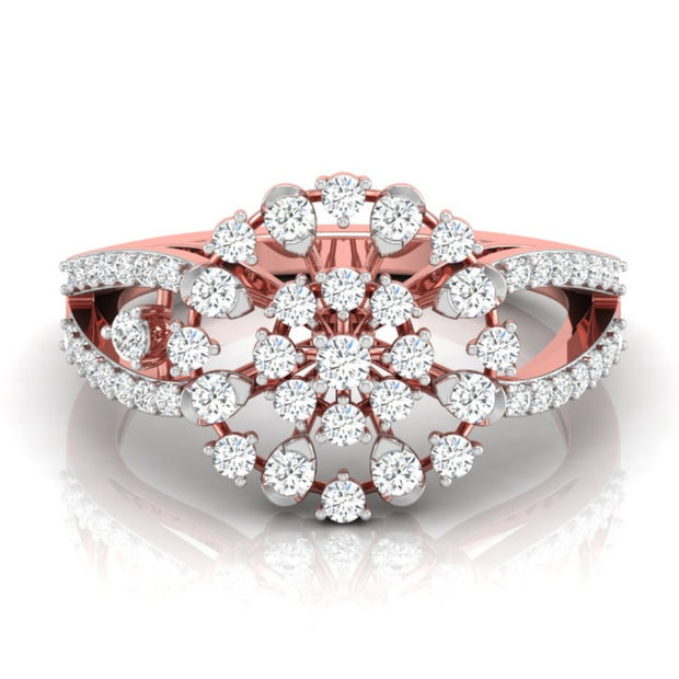 sunburst cluster lab-grown diamond ring rose gold