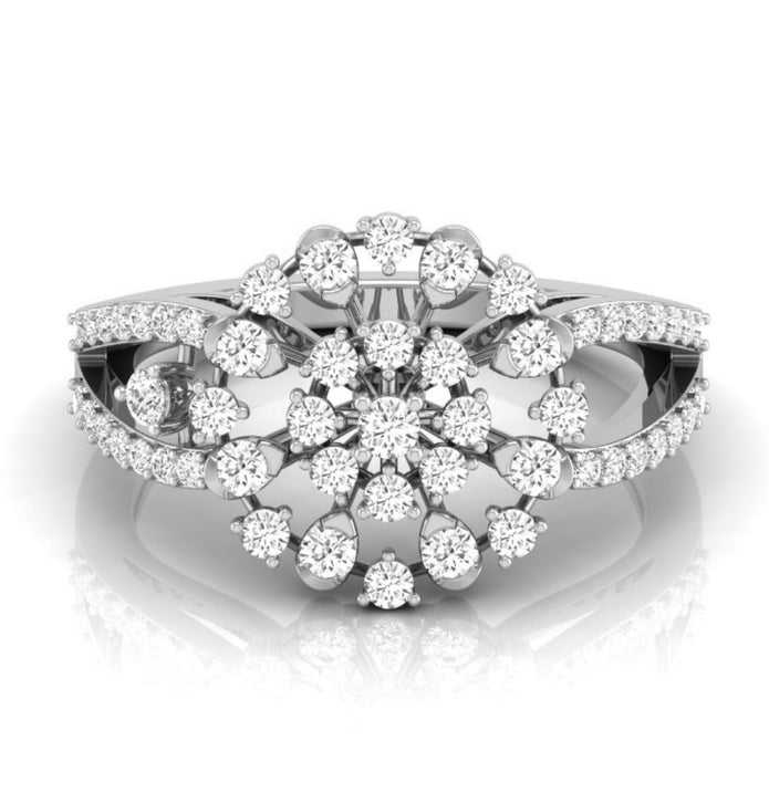 sunburst cluster lab-grown diamond ring white gold