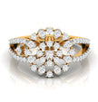 sunburst cluster lab-grown diamond ring yellow gold