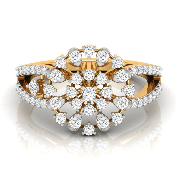 sunburst cluster lab-grown diamond ring yellow gold