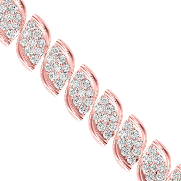 0.07Ct Leaf Motif Cluster Lab-Grown Diamond Gold Tennis Bracelet