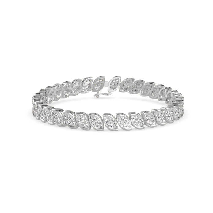 0.07Ct Leaf Motif Cluster Lab-Grown Diamond Gold Tennis Bracelet