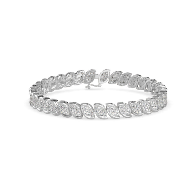 0.07Ct Leaf Motif Cluster Lab-Grown Diamond Gold Tennis Bracelet