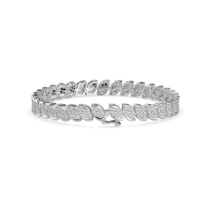 0.07Ct Leaf Motif Cluster Lab-Grown Diamond Gold Tennis Bracelet