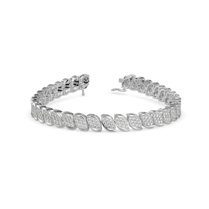 0.07Ct Leaf Motif Cluster Lab-Grown Diamond Gold Tennis Bracelet