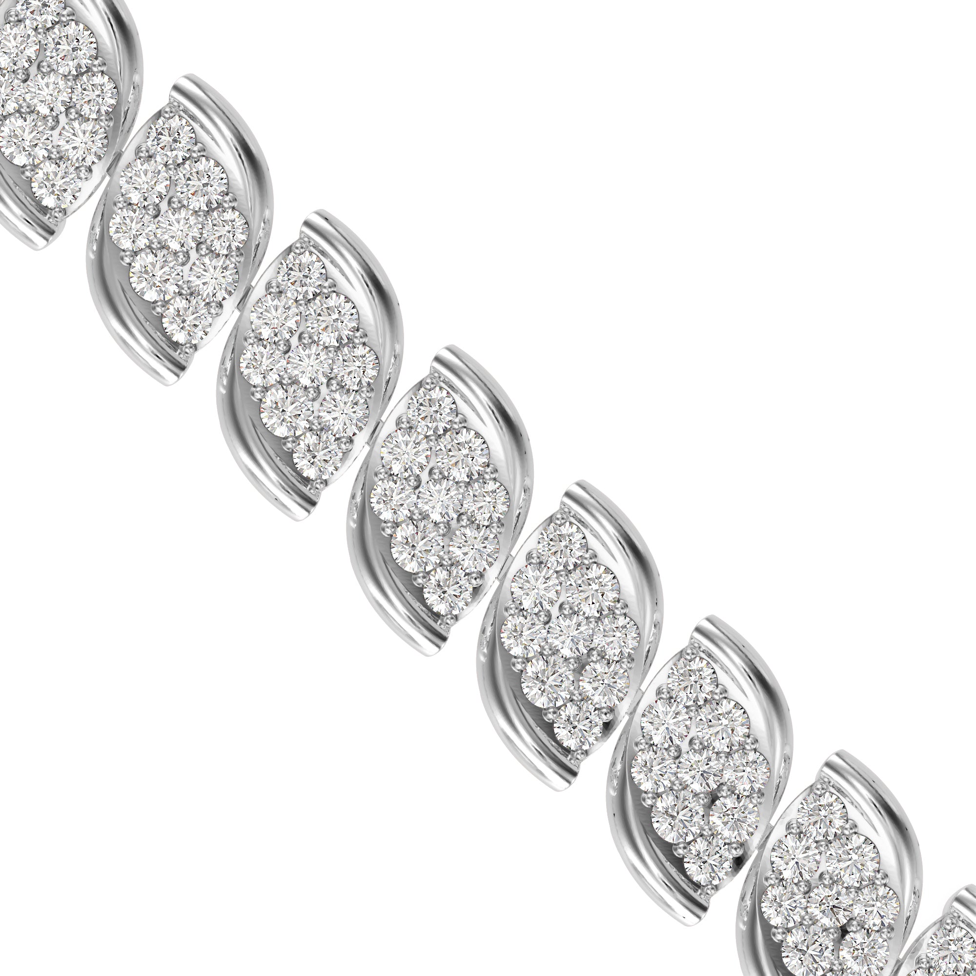 0.07Ct Leaf Motif Cluster Lab-Grown Diamond Gold Tennis Bracelet