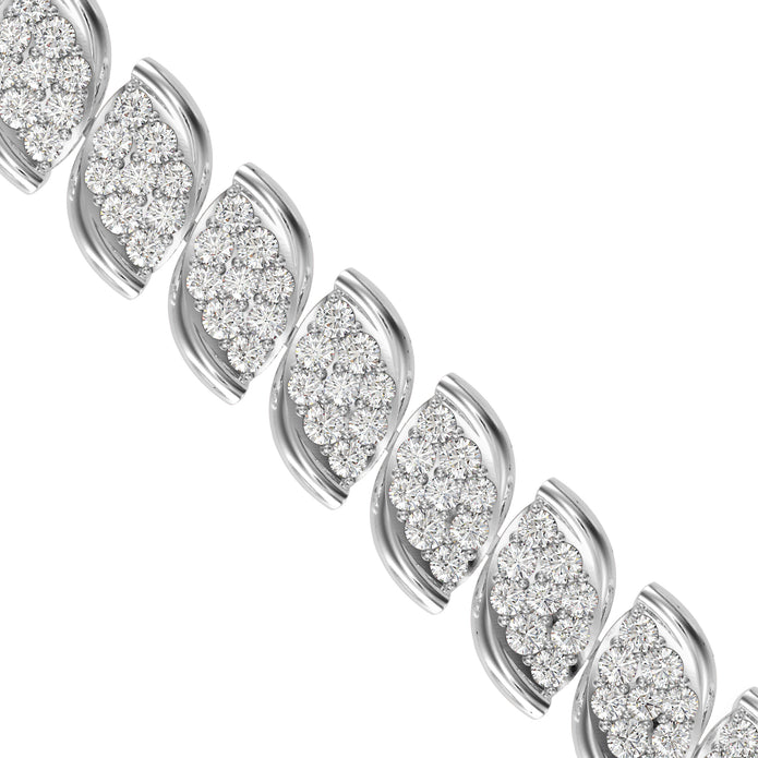 0.07Ct Leaf Motif Cluster Lab-Grown Diamond Gold Tennis Bracelet