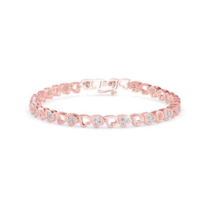 0.04Ct Heart Link Lab-Grown Diamond Gold Tennis Bracelet