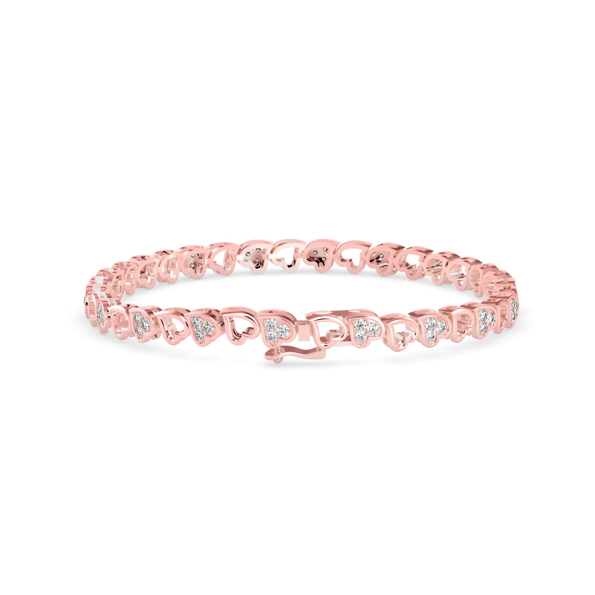 0.04Ct Heart Link Lab-Grown Diamond Gold Tennis Bracelet