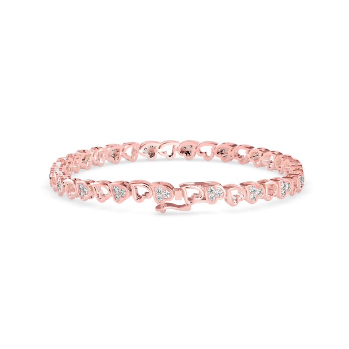 0.04Ct Heart Link Lab-Grown Diamond Gold Tennis Bracelet