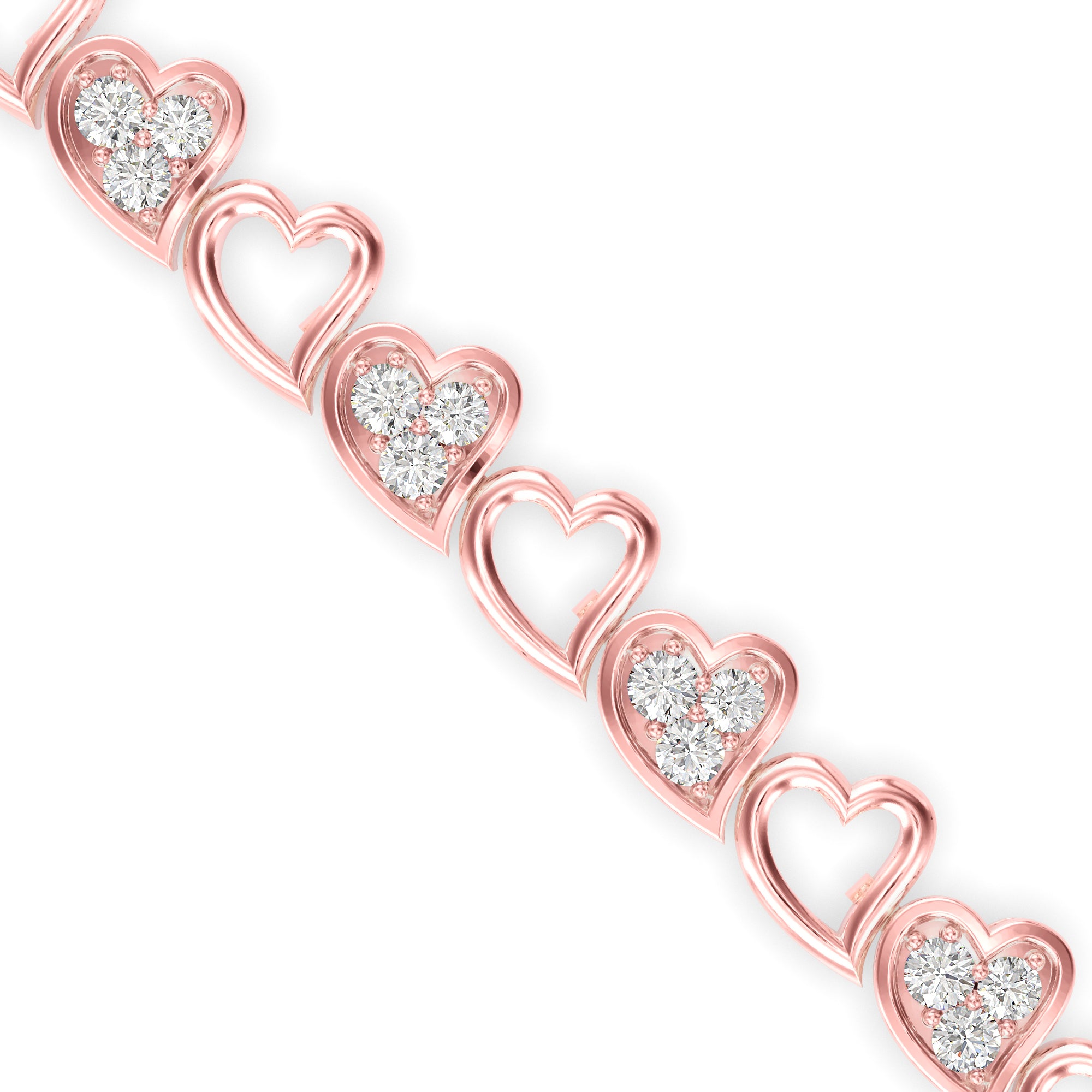 0.04Ct Heart Link Lab-Grown Diamond Gold Tennis Bracelet