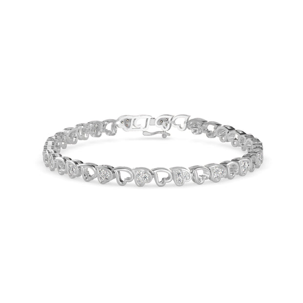 0.04Ct Heart Link Lab-Grown Diamond Gold Tennis Bracelet