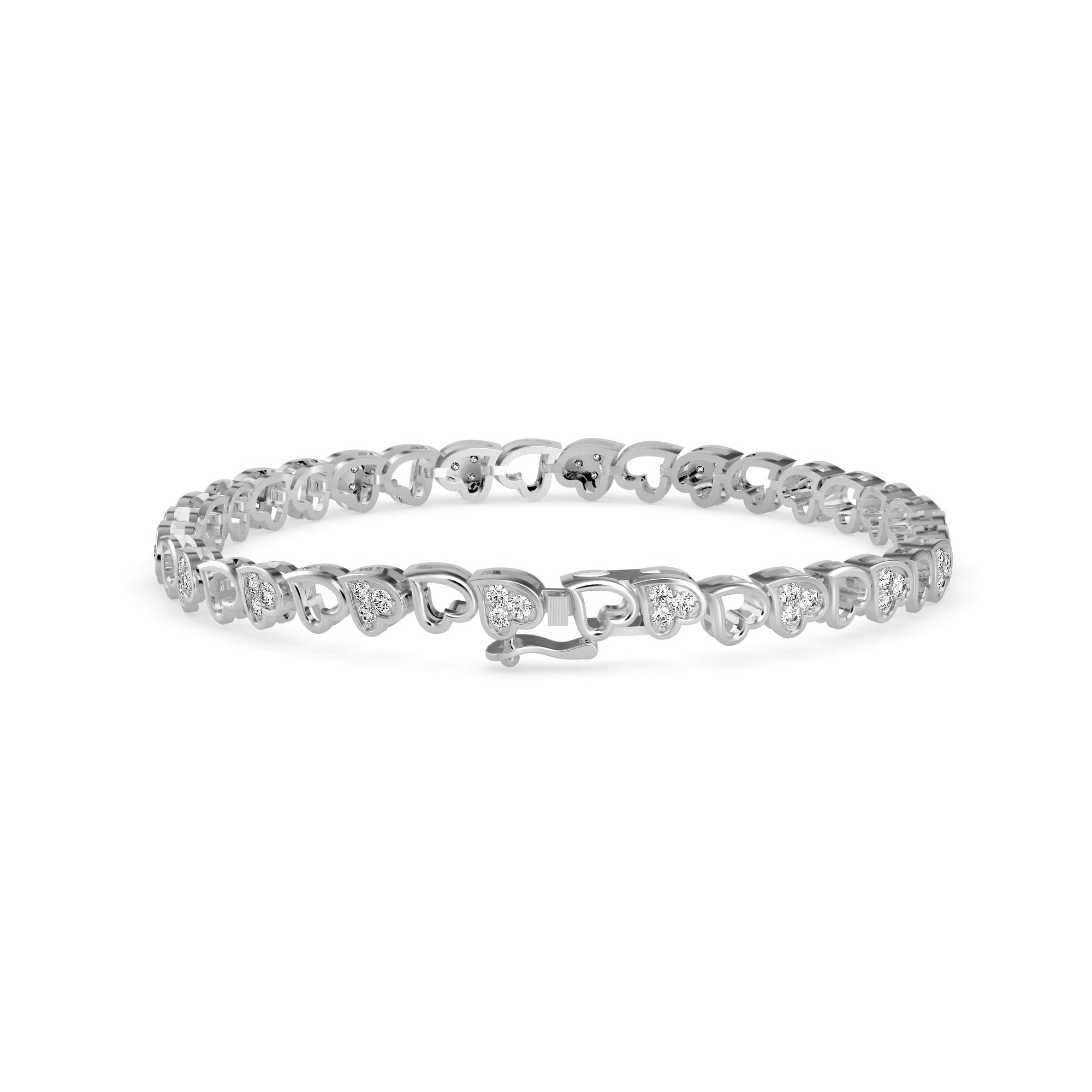 0.04Ct Heart Link Lab-Grown Diamond Gold Tennis Bracelet