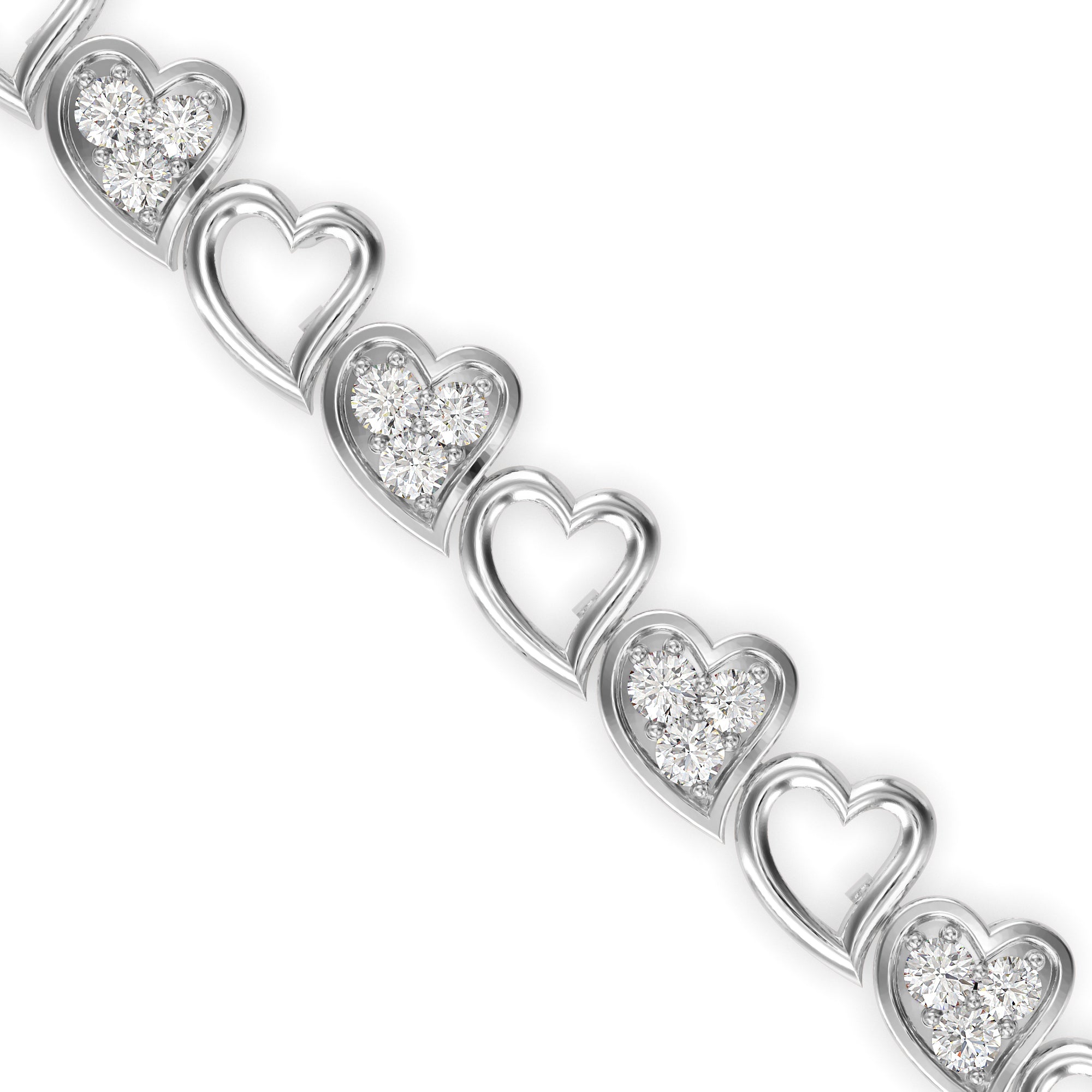 0.04Ct Heart Link Lab-Grown Diamond Gold Tennis Bracelet