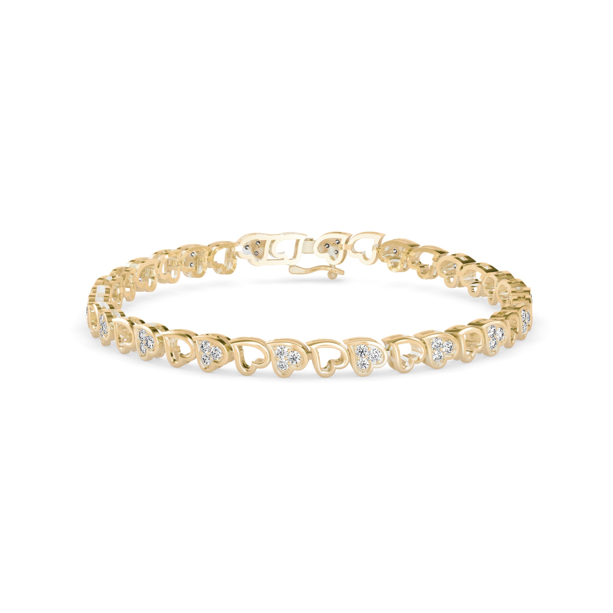 0.04Ct Heart Link Lab-Grown Diamond Gold Tennis Bracelet