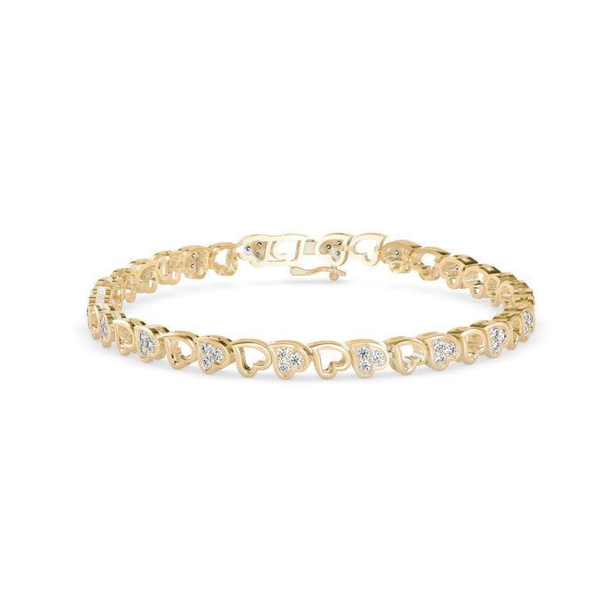 0.04Ct Heart Link Lab-Grown Diamond Gold Tennis Bracelet