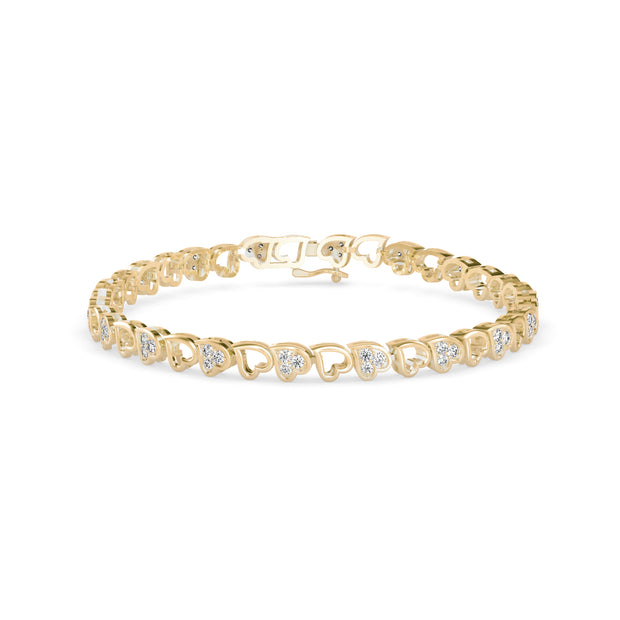 0.04Ct Heart Link Lab-Grown Diamond Gold Tennis Bracelet