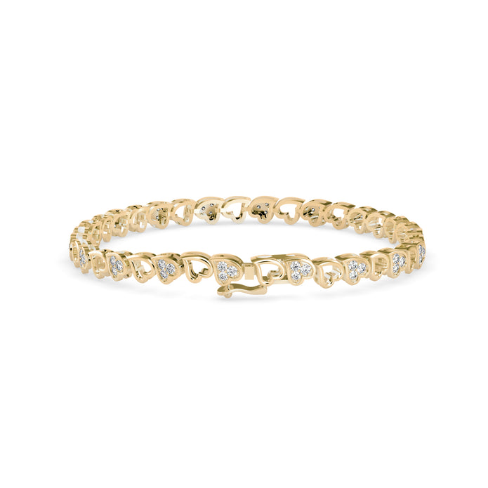 0.04Ct Heart Link Lab-Grown Diamond Gold Tennis Bracelet