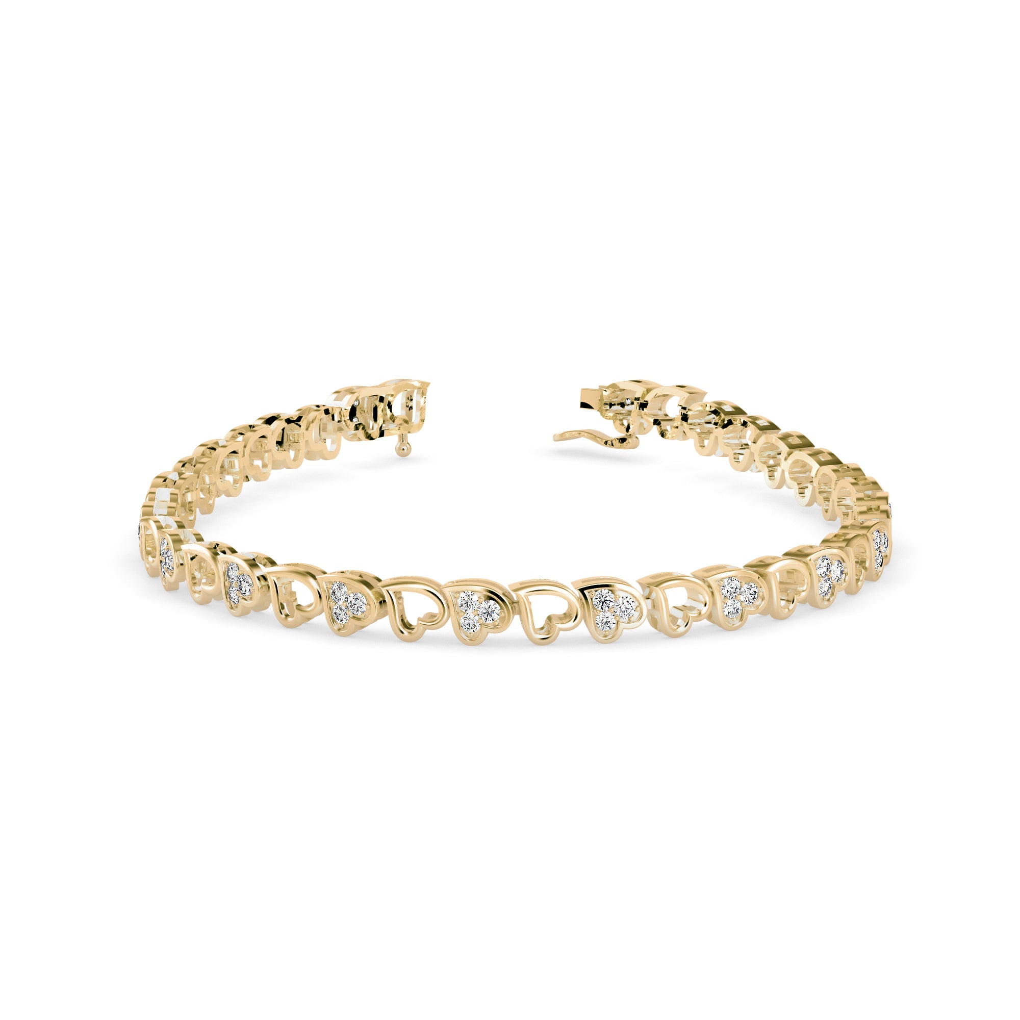 0.04Ct Heart Link Lab-Grown Diamond Gold Tennis Bracelet