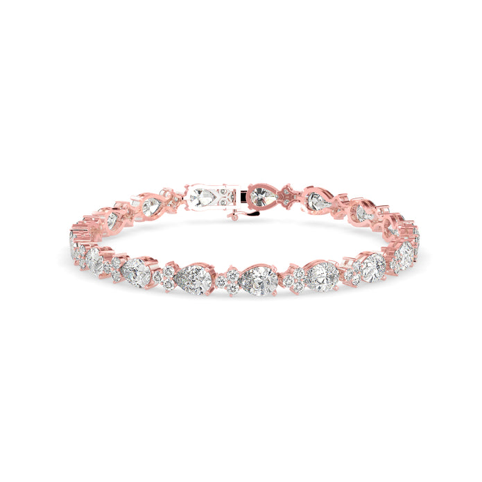 0.76Ct Pear And Round Lab-Grown Diamond Gold Tennis Bracelet