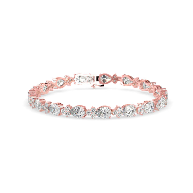 0.76Ct Pear And Round Lab-Grown Diamond Gold Tennis Bracelet