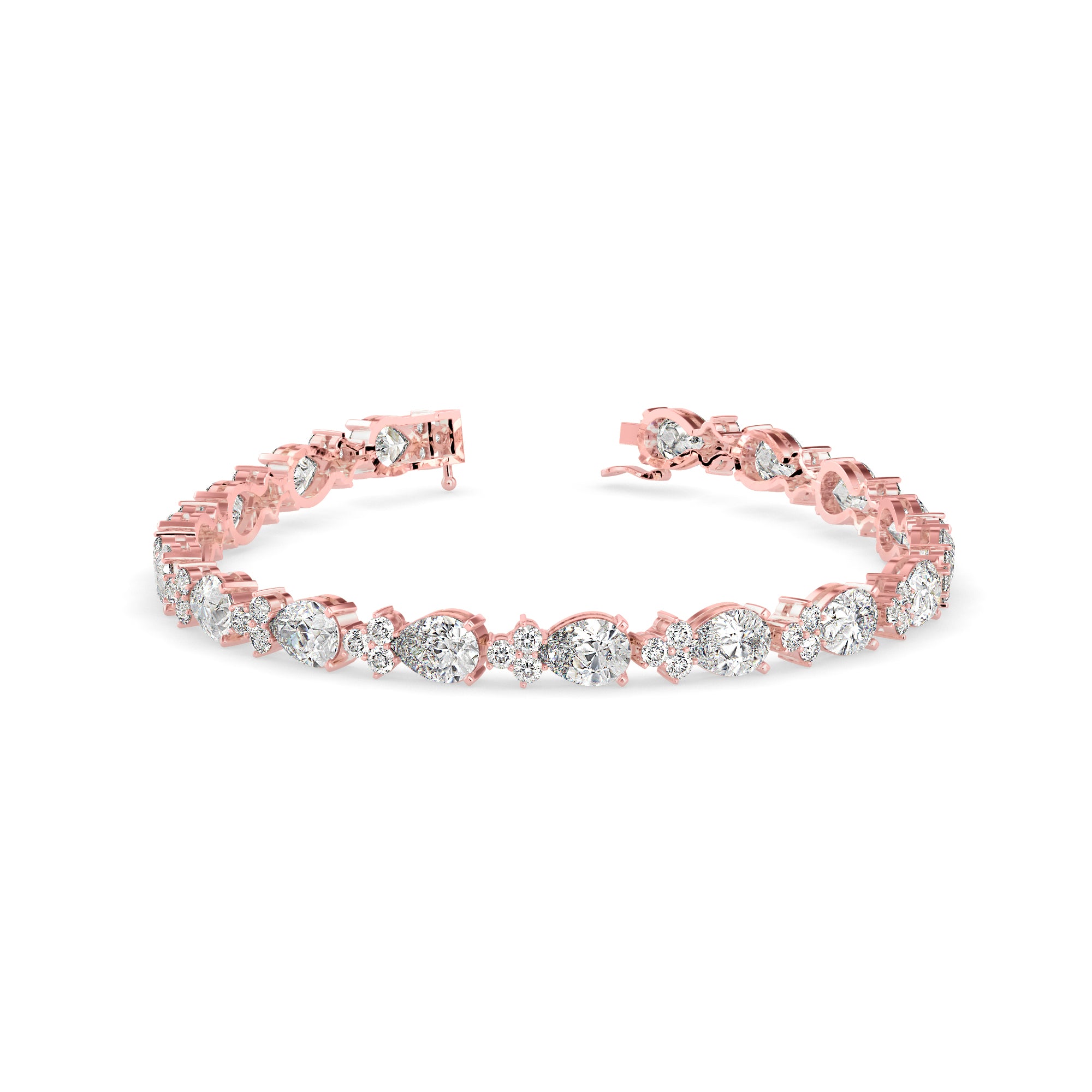 0.76Ct Pear And Round Lab-Grown Diamond Gold Tennis Bracelet