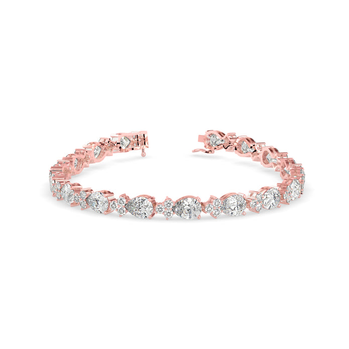 0.76Ct Pear And Round Lab-Grown Diamond Gold Tennis Bracelet