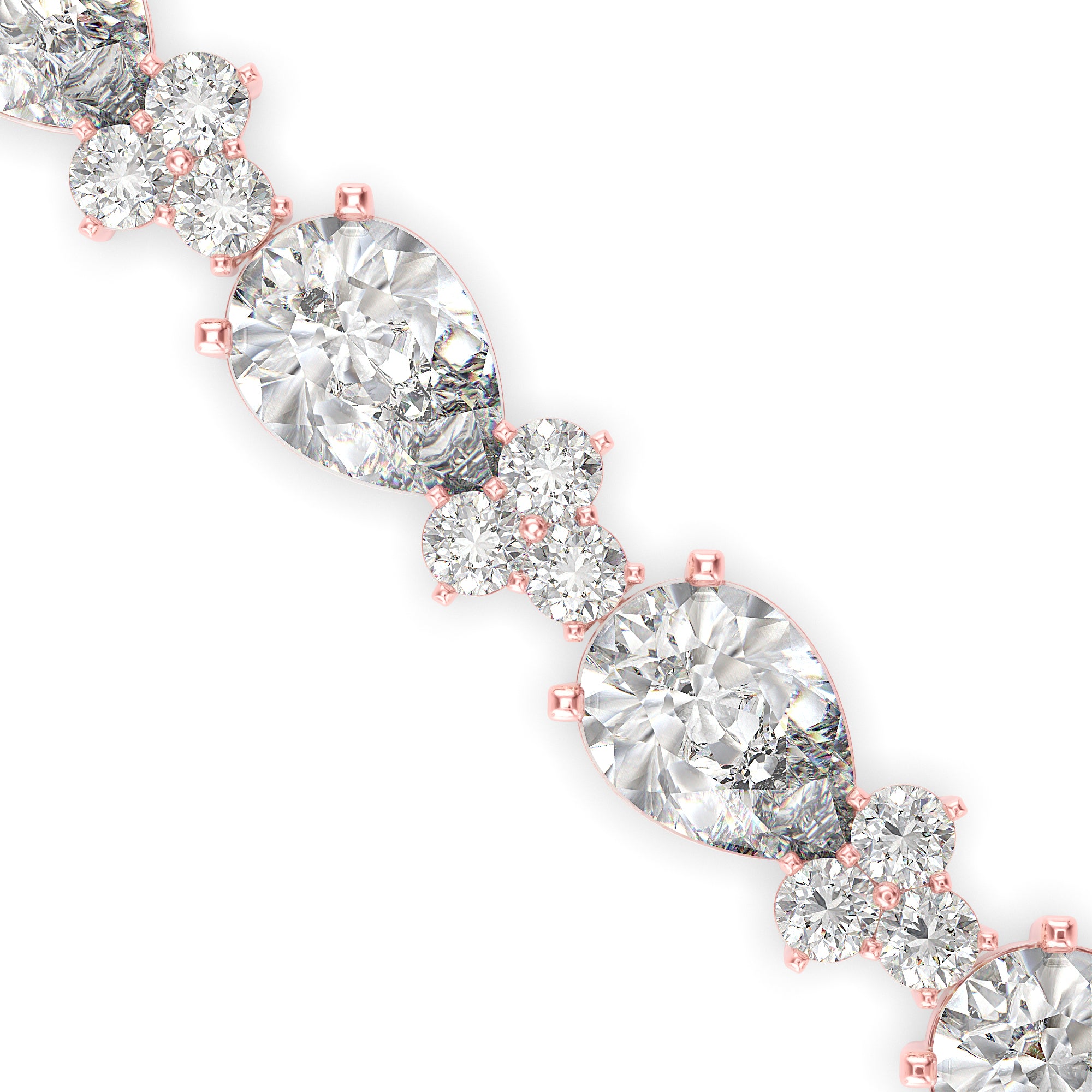 0.76Ct Pear And Round Lab-Grown Diamond Gold Tennis Bracelet