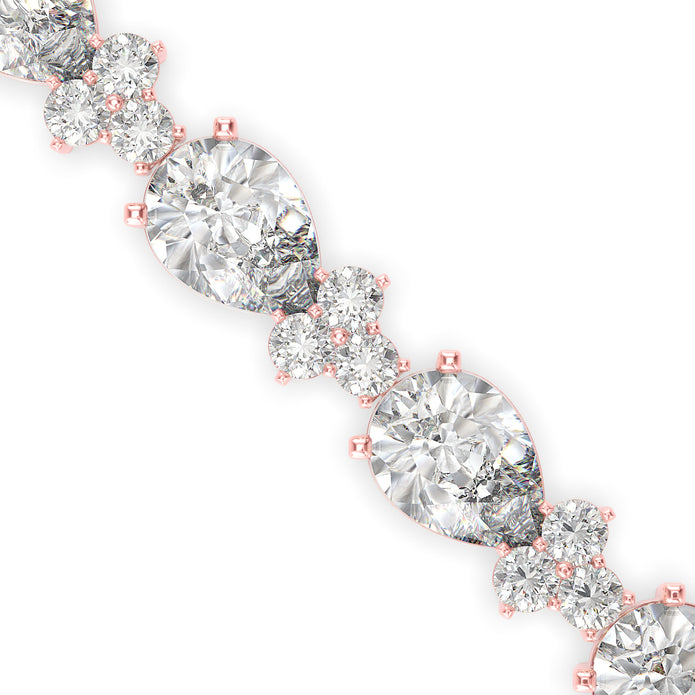 0.76Ct Pear And Round Lab-Grown Diamond Gold Tennis Bracelet