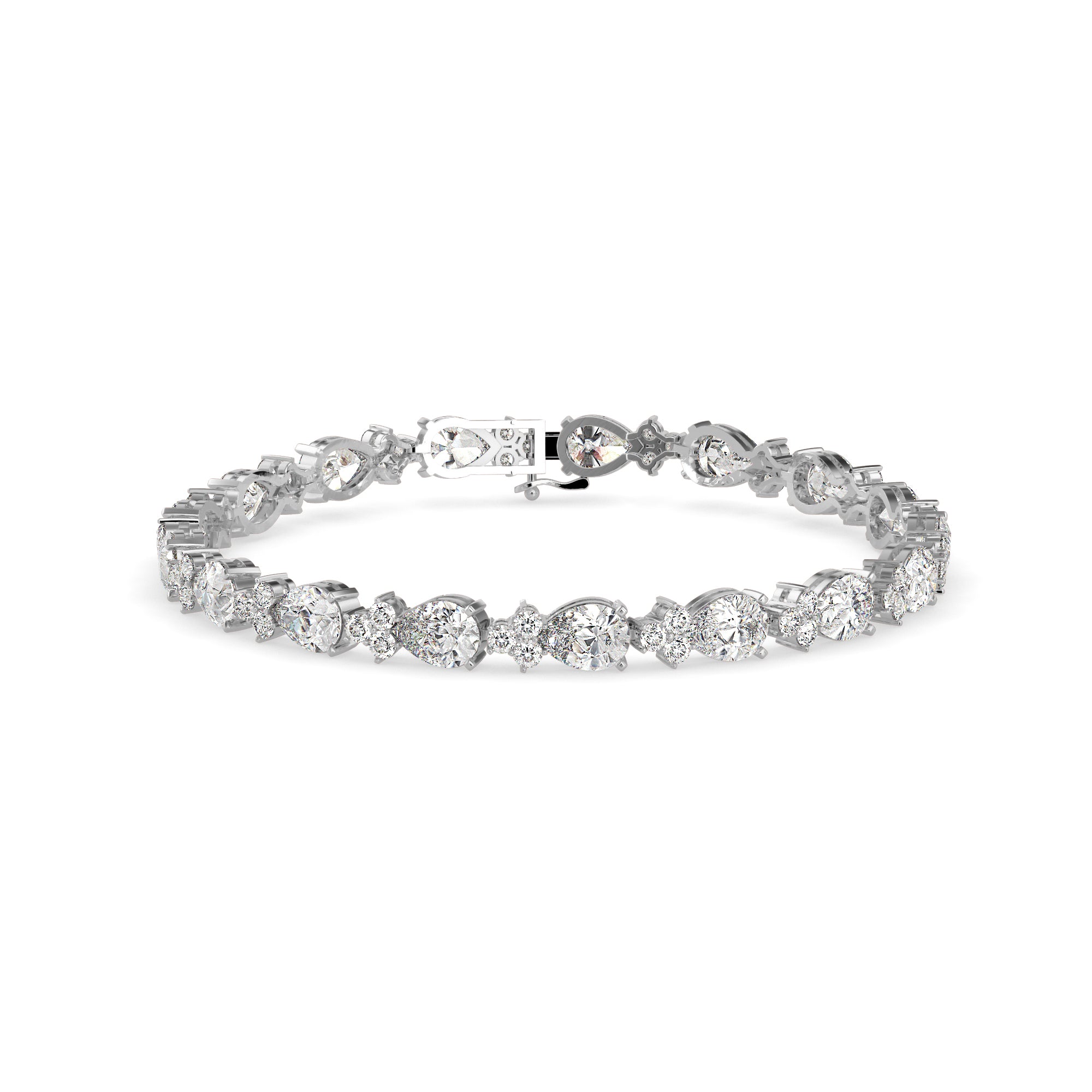 0.76Ct Pear And Round Lab-Grown Diamond Gold Tennis Bracelet