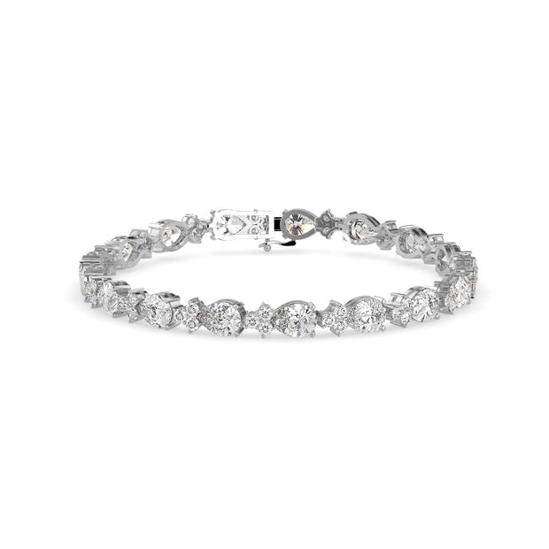 0.76Ct Pear And Round Lab-Grown Diamond Gold Tennis Bracelet