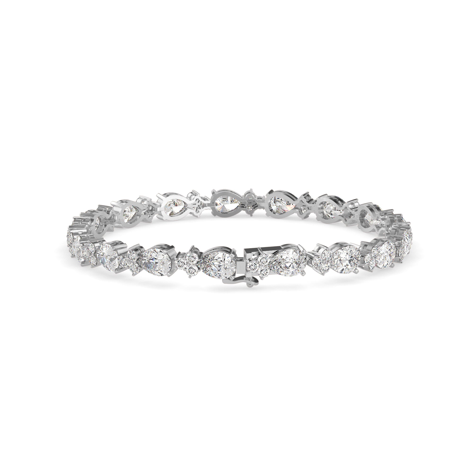0.76Ct Pear And Round Lab-Grown Diamond Gold Tennis Bracelet