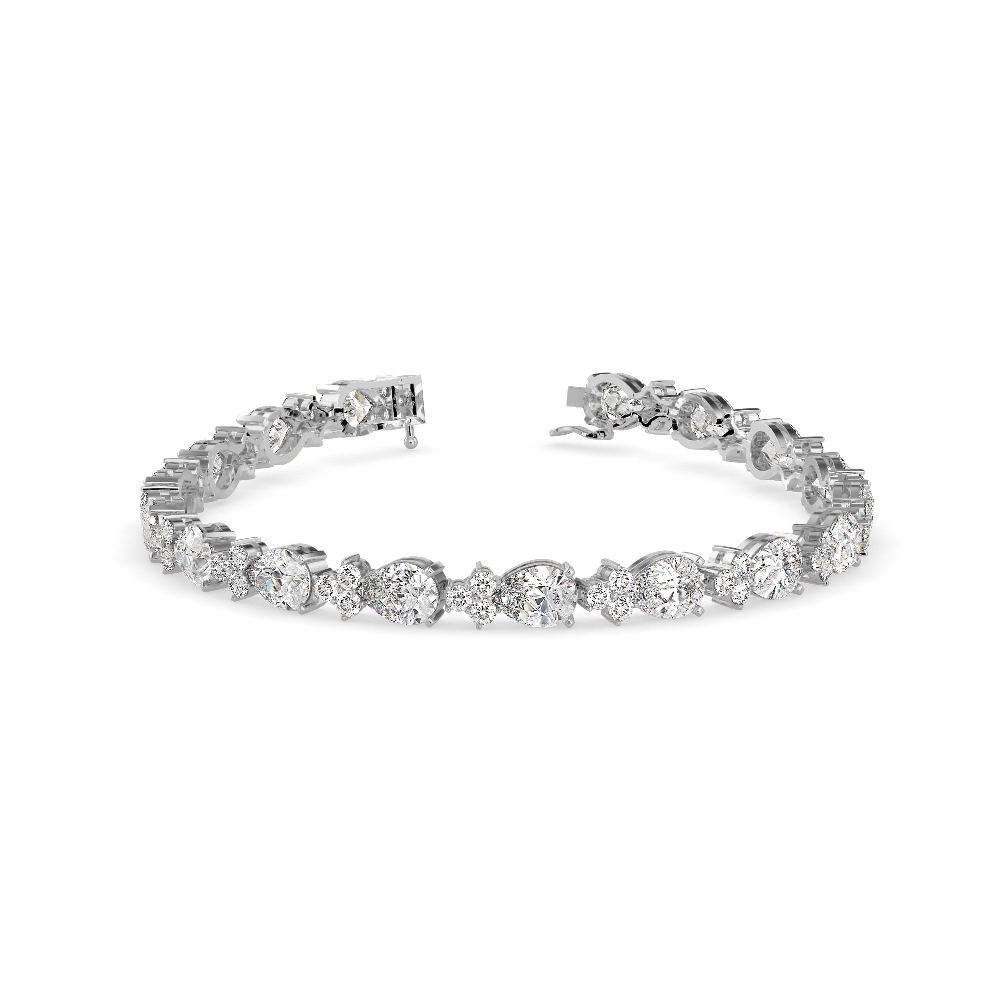 0.76Ct Pear And Round Lab-Grown Diamond Gold Tennis Bracelet