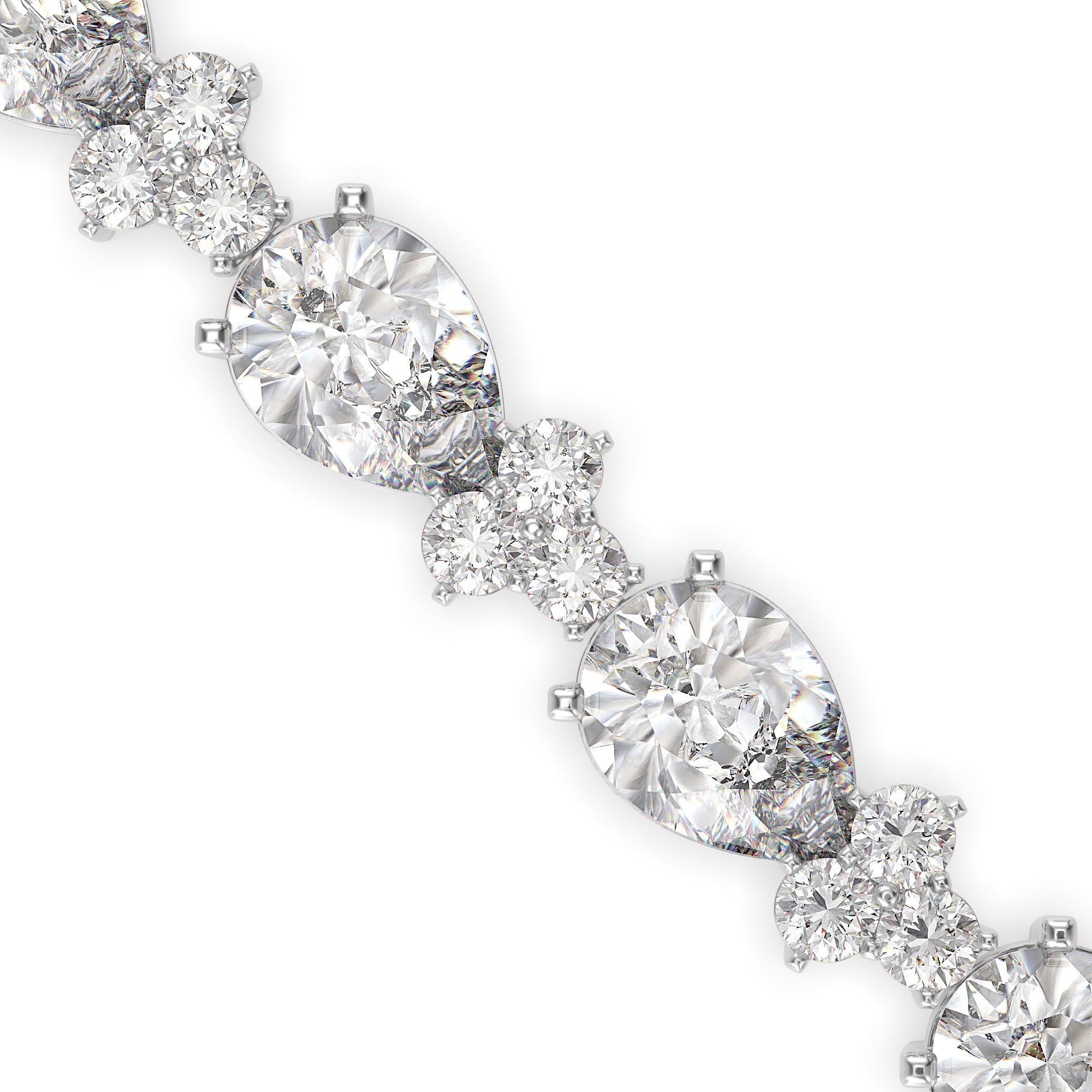 0.76Ct Pear And Round Lab-Grown Diamond Gold Tennis Bracelet