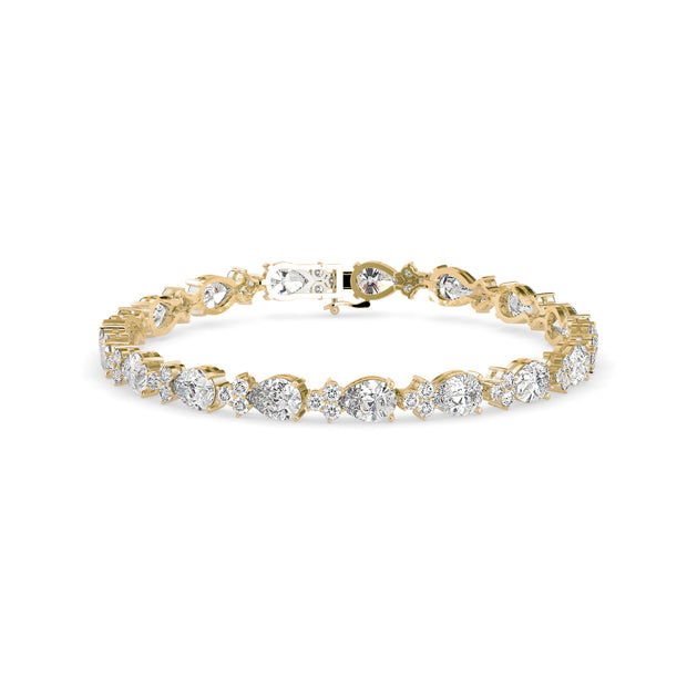 0.76Ct Pear And Round Lab-Grown Diamond Gold Tennis Bracelet
