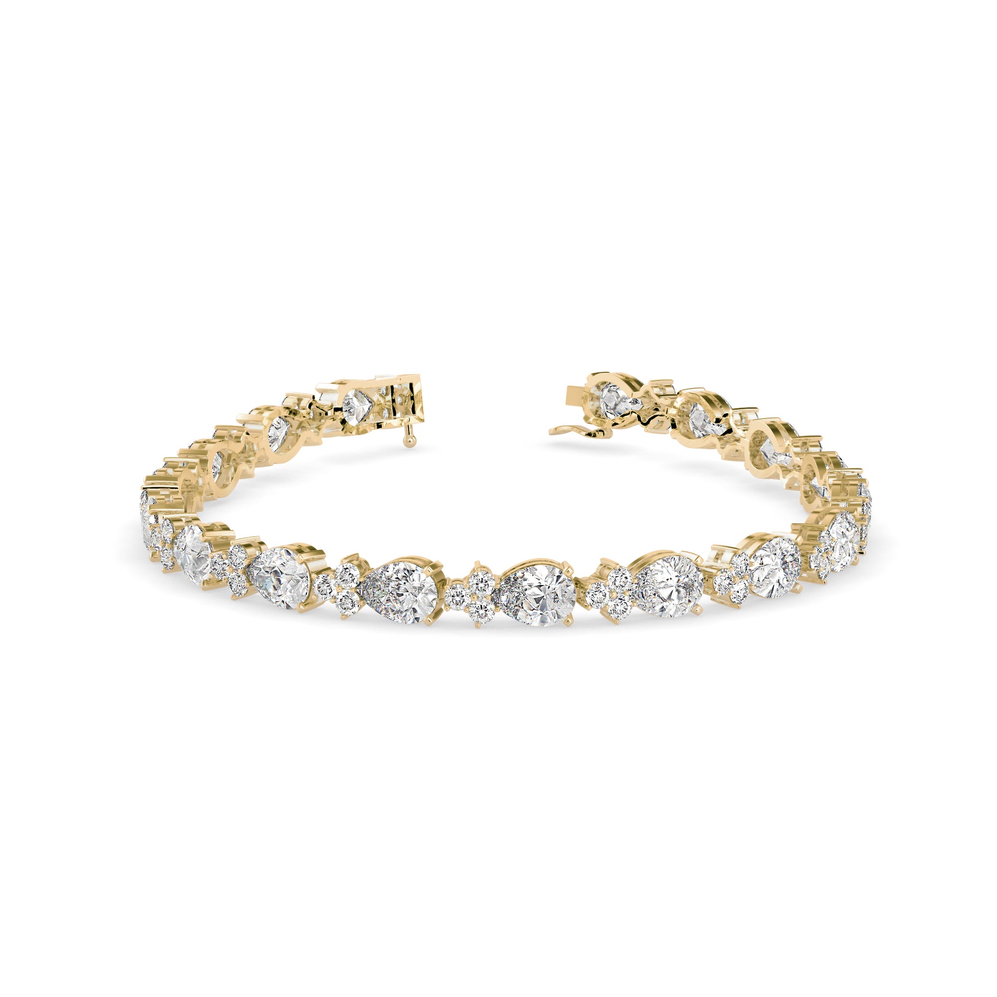 0.76Ct Pear And Round Lab-Grown Diamond Gold Tennis Bracelet
