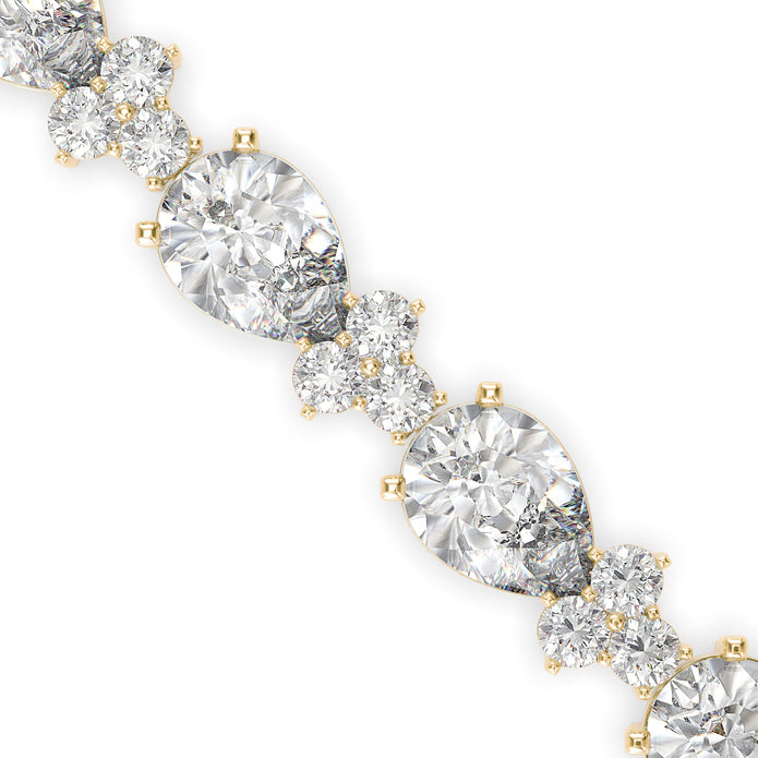 0.76Ct Pear And Round Lab-Grown Diamond Gold Tennis Bracelet