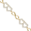0.17Ct Interlocking Hearts and Infinity Symbols Lab-Grown Diamond Gold Tennis Bracelet