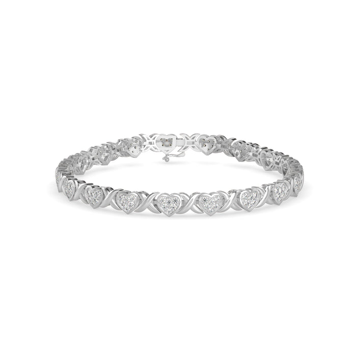 0.08Ct Heart and X-link Lab-Grown Diamond Gold Tennis Bracelet