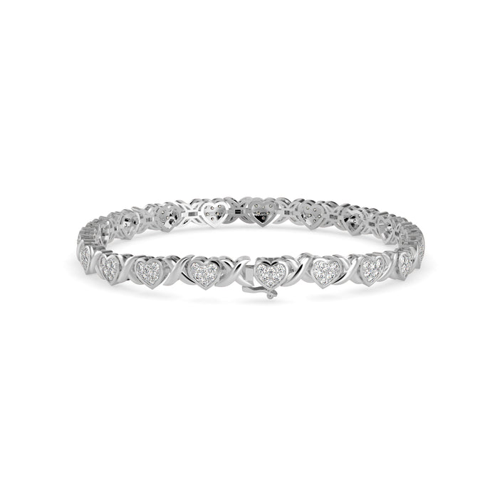 0.08Ct Heart and X-link Lab-Grown Diamond Gold Tennis Bracelet