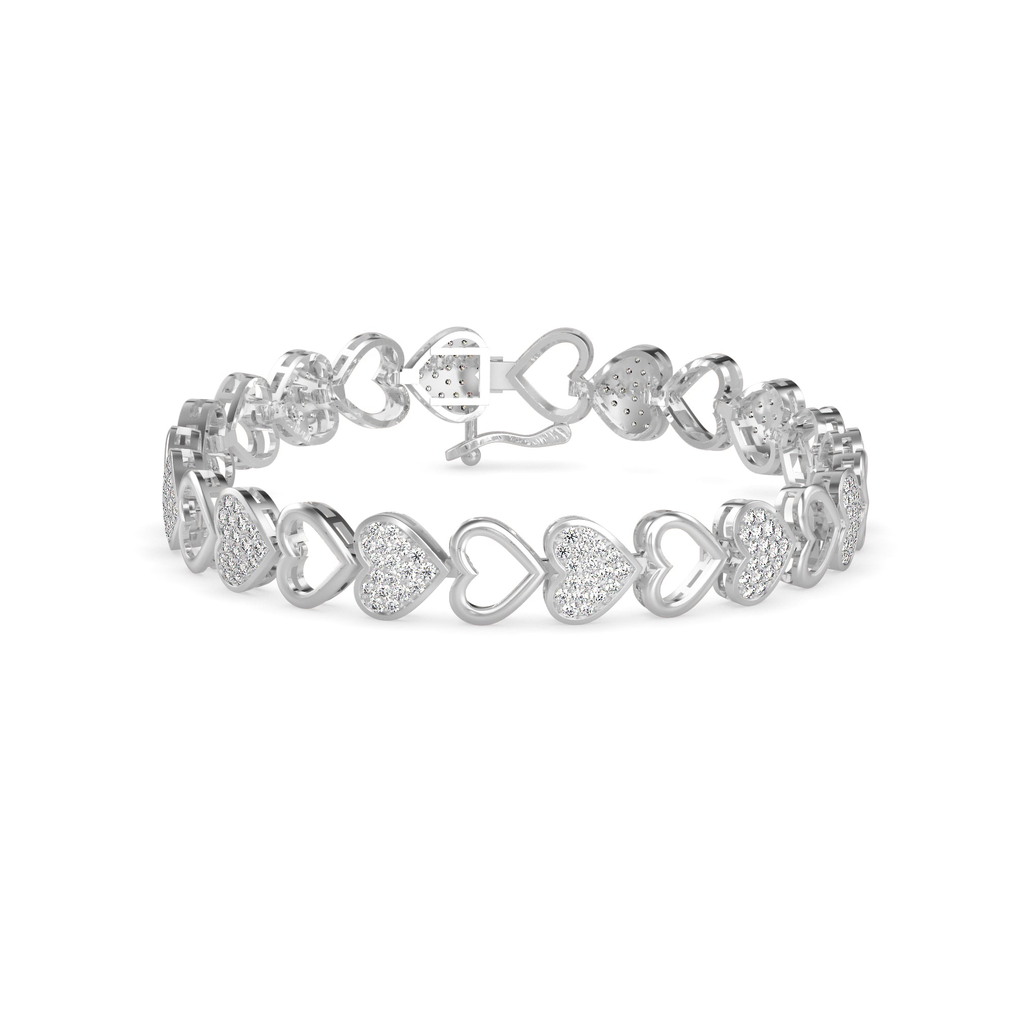 0.16Ct Two Tone Heart Cluster Lab-Grown Diamond Gold Tennis Bracelet