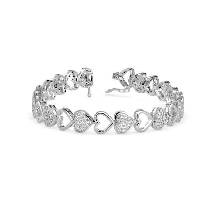 0.16Ct Two Tone Heart Cluster Lab-Grown Diamond Gold Tennis Bracelet