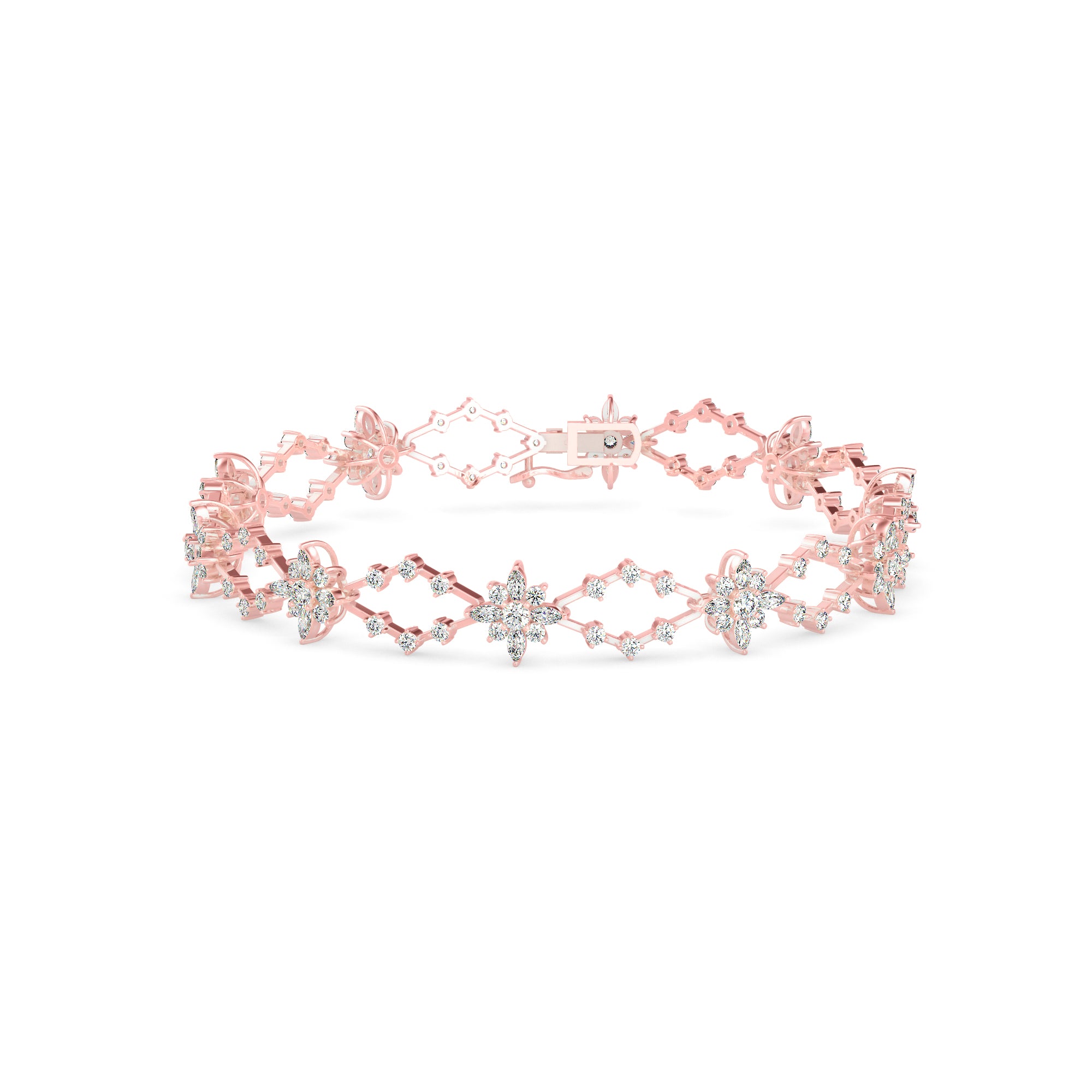 0.29Ct Floral Link Lab-Grown Diamond Gold Tennis Bracelet