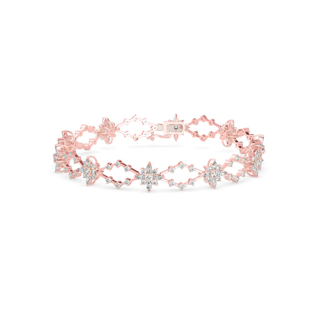 0.29Ct Floral Link Lab-Grown Diamond Gold Tennis Bracelet