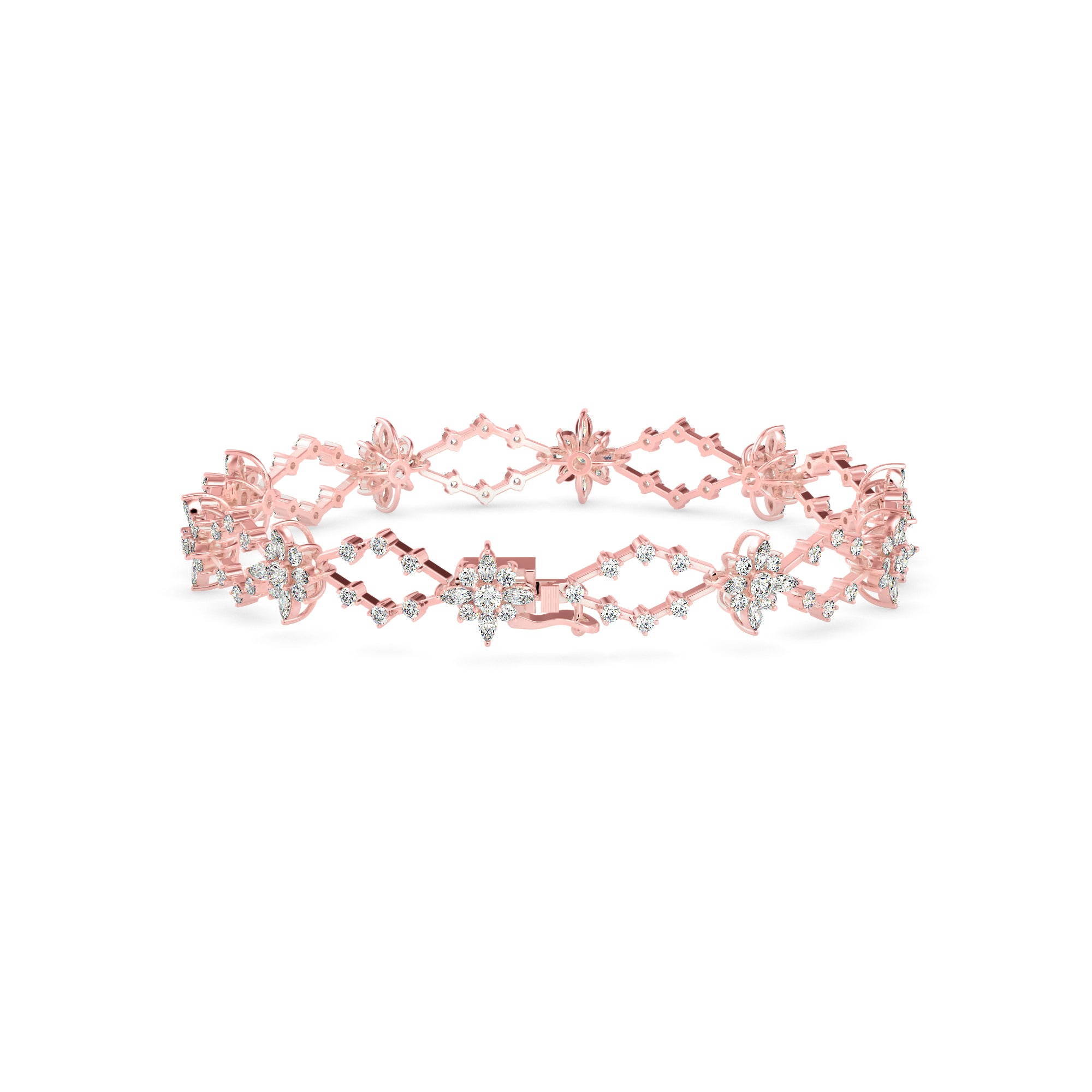 0.29Ct Floral Link Lab-Grown Diamond Gold Tennis Bracelet